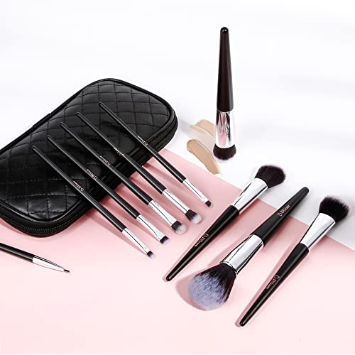 DUcare Makeup Brush Set 10Pcs Professional Makeup Brushes with Case Women Gift Premium Synthetic Kabuki Foundation Blending Brush Face Powder Blush Concealers Eye Shadows with Bag