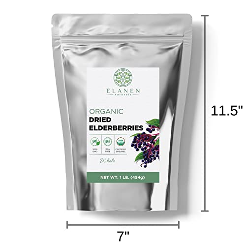 Organic Elderberries 1 Lb. (16 Oz.), Usda Certified Organic Dried Elderberries Bulk, Elderberry Dried Organic, Dried Elderberry Berries Organic, Elderberry Organic Elderberries Dried, Elder, Whole #TOP3