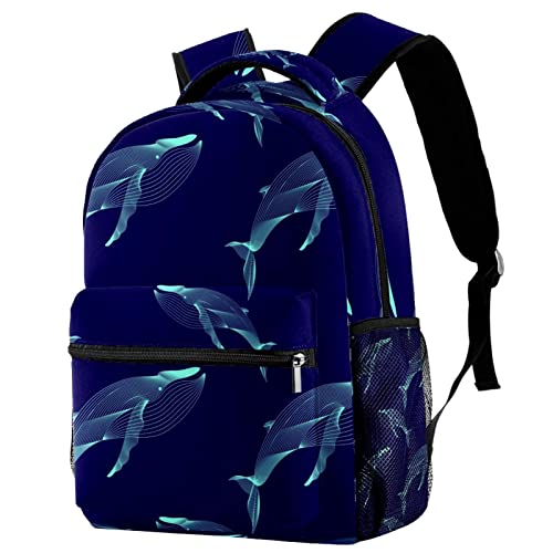 Mochila para portátil contra impactos: bolsas de viaje con patrón de ballenas seguras