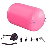 Air Roller - Colchoneta inflable de gimnasia de 60/75/90 cm, con bomba de aire eléctrica para entrenamiento, yoga, backflip, uso doméstico (rosa, 60 cm)