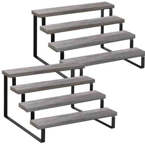 Image of YINMIT Grey Display Riser Stand (4 Tier,Grey,2Pack)