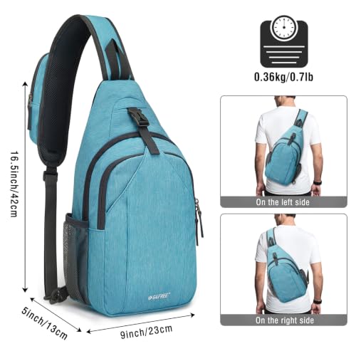 Image of G4Free Sling Bag for Men Women, RFID Blocking Crossbody Bag, Daily, Travel | Durable Polyester Fabric, 10L, Perfect for work, shopping, weekend outings, Hiking, Reversible Shoulder Strap, (Sky Blue)