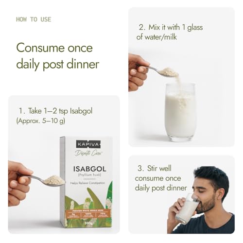 Image of Kapiva Isabgol (Psyllium Husk) - 200g | Premium White Whole Husk | Relieves Constipation, Reduces Bloating & Supports Gut Health | 70% Soluble Fibre | 0g Added Sugar | Diabetic Friendly