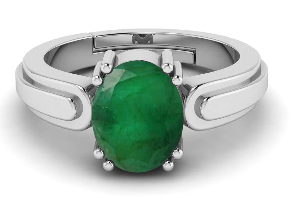 Emerald Ring 3.00 Carat Natural Emerald Ring Silver Plated Adjustable Ring Astrological Gemstone for Men and Women (Lab - Tested) WITH CERTIFICATE-image-16