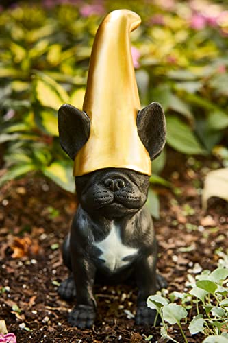 Doodle Gnome Frenchie Gnome - Black Frenchie Statue With Gold Hat Cute French Bulldog Decor Garden Gnome #TOP6