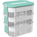 Vexnar 子供用ブロック収納ボックス 多機能おもちゃ収納ケース 大容量DIY部品整理 半透明蓋付き3層構造 LEGO対応 (イエロー L30*W22.5*H33cm) (3層L30*W22.5*H33cm,グリーン)