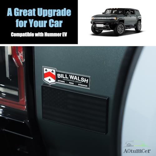 Image of Rear Tailgate Emblem Compatible with 2023 2024 2025 2026+ Hummer EV Accessories Model SUV Matte Black American Flag Back Tailgate Badge Logo USA Style 3D Badge Flag Decal
