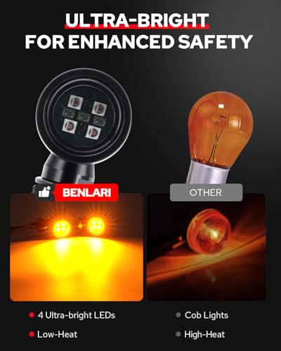Image of Bullet Mini LED Turn Signal Lights, 4LEDs Amber Blinkers Turn Lights Fit for Honda Yamaha Suzuki Kawasaki Harley Chopper Bobber, 2PCS