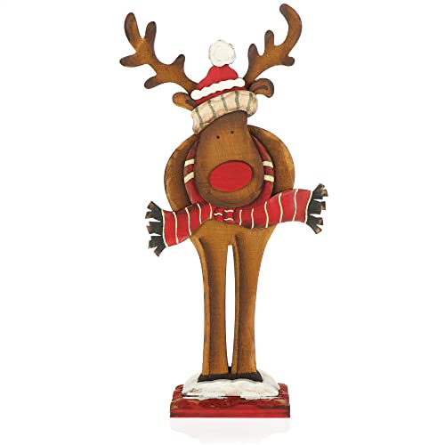 com-four® Espositore Decorativo per Natale - Renna XL in Legno da Appendere - Espositore Natalizio da Decorare e Regalare (01 Pezzo - Renna 35cm)