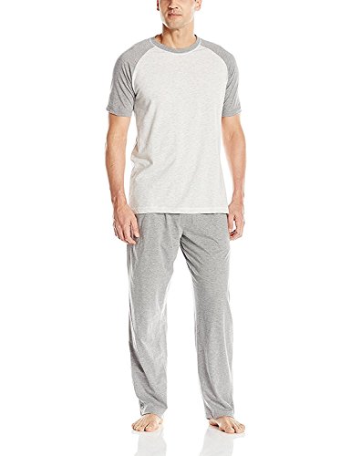 Hanes Men's Adult X-Temp Short Sleeve Cotton Raglan Shirt And Pants Pajamas Pjs Sleepwear Lounge Set - Grey (2X-Large) #TOP7