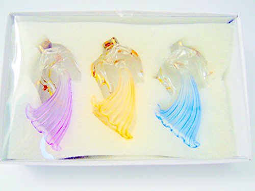 New Hand Blown Glass Colored Flying Angel Christmas Holiday Ornament Set Of 3 #TOP2