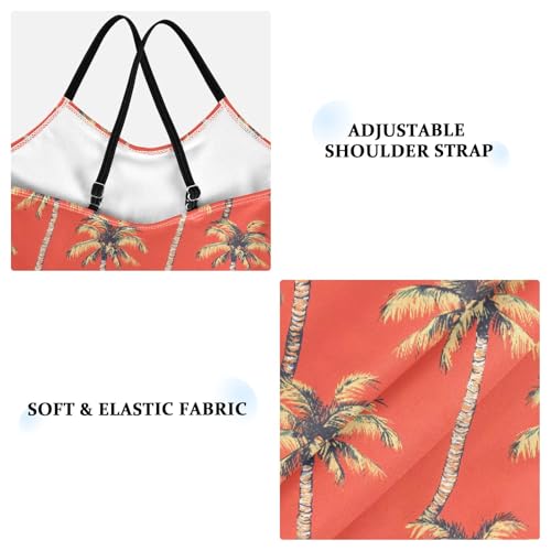 senya Girls Swimsuits One-Piece Swimwear Tie Bathing Suit Beach Summer Round Neck 7-8T Palm Trees Orange Background Pattern3