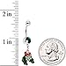 Body Candy 14G 12mm 316L Steel Navel Ring Green Winter Snow Christmas Mistletoe Belly Button Ring 1/2