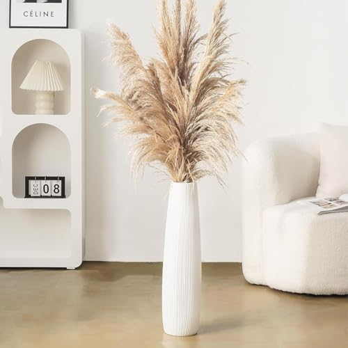 Ceramic Big White Floor Vase, 24" Tall Floor Vase, Large Decorati...