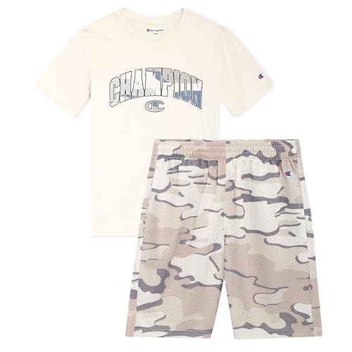 Image of Champion Boys 2 Piece Short Sleeve Shirt and Mesh Shorts Sets