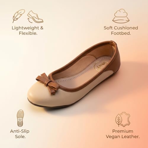 Image of Women's Bellies Bow Ballet Flats | Cushioned Ballerina Flats for Women | Belly Shoes in Pink, Beige & Green