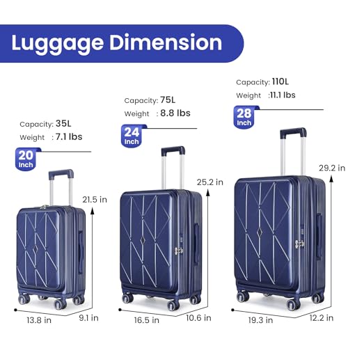 Expandable Carry-On Luggage Set, 3-Piece Lightweight Hard Shell with Spinner Wheels2