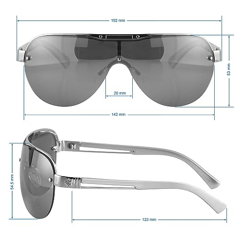 Image of Rocawear mens R1555 Metal Shield Uv400 Protective Aviator Pilot Sunglasses. Gifts for Men With Flair, 142 Mm Aviator Sunglasses