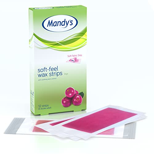 Mandy’s Soft Feel Wax Strips for Legs & Body – Hair Removal Waxing Strips – 6 Double Sided Fabric Strips