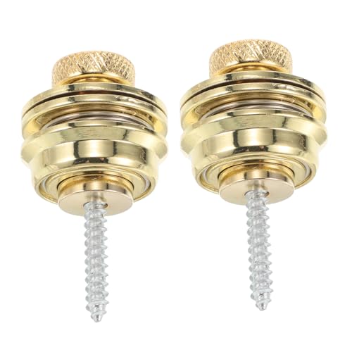 ERINGOGO 2Pcs Heavy Duty Metal Guitar Strap Lock Buttons Secure Retainer System for Acoustic Electric Guitars Golden Finish Durable Guitar Strap Buckles Hardware