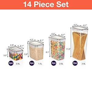 ClearSpace Airtight Food Storage Containers –14 Pack BPA Free Kitchen Organization Set for Pantry Organization and Storage, Plastic Canisters with Durable Lids Ideal for Cereal, Flour & Sugar (Black) - immagine 3