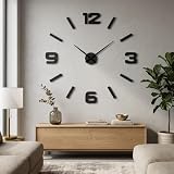 FLEXISTYLE Wanduhr Aufkleber DIY 3D große Wanduhr 130CM XXL (Dicke 19mm) Modern Design EKO Wanduhren Wandtattoo Dekoration Uhren für Büro Wohnzimmer Schlafzimmer Dekoartikel Quarzuhr