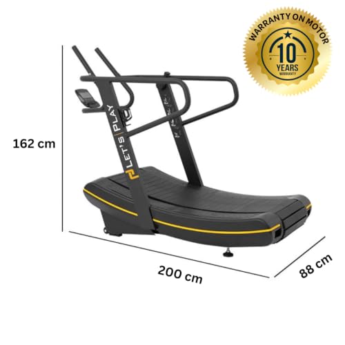Image of LET'S Play CSPEED Non-Motorized Curved Treadmill | Commercial & Home Gym Running Machine | 6 Resistance Levels, Digital Display & Heavy-Duty 300 Kg Weight Capacity