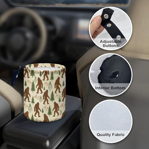 Image of Bigfoot Forest Mountain Car Trash Can Collapsible Portable Small Car Garbage Bin for Front Seat, Back Seat, Floor, Headrest Rubbish Bin Universal for SUV Trucks