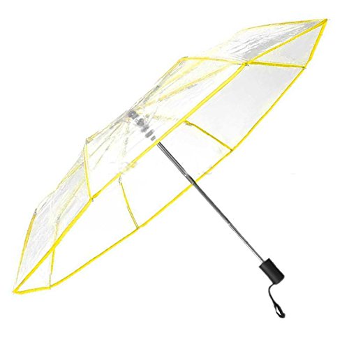 Werfamily Clear Transparent Folding Auto Open/Close Umbrella W Reinforced Steel Ribs (Yellow) #TOP10