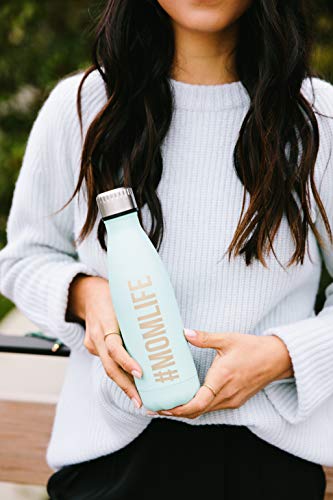 Pearhead #Momlife Stainless Steel Travel Water Bottle, BPA-Free Keepsake for New and Expecting Mothers, Teal, 17oz - Image 3
