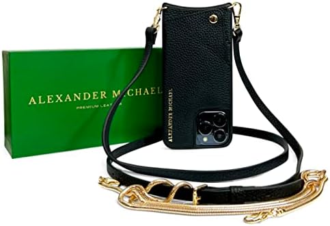 Alexander Michael- Iconic iPhone Case with 2 Straps, iPhone Leather Wallet & Crossbody Phone Case for Women, Gold Hardware iPhone Wallet Case, iPhone Leather Wallet Case- iPhone 13/13 Pro/Max/12/Pro