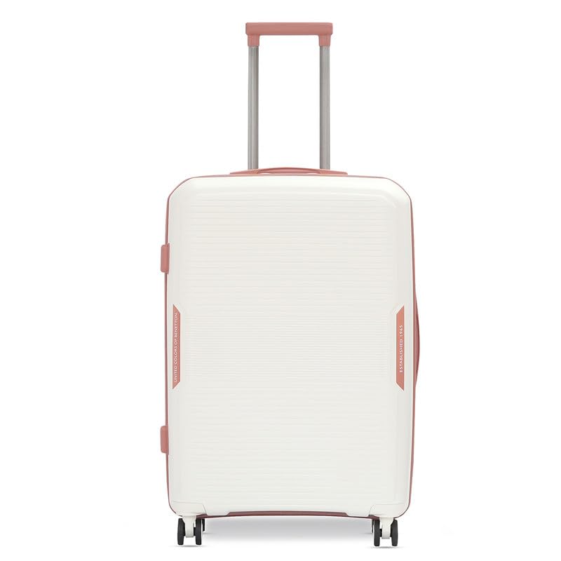 Polypropylene Unisex Opal Hard 8 Wheels Double Spinner Luggage - White, 67CM Mid Trolley Bag,Large-image-41