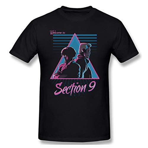 MEINENGLI Amazing Ghost in The Shell Section 9 Men's Short-Sleeved Standard T-Shirt Black L Clothing