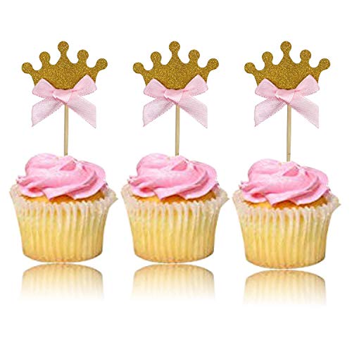 Allazone 60 Pz Rosa Blu Corona Topper per Torta