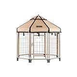 Advantek 23230E Pet Gazebo Portable Easy Setup Outdoor 3 Foot Wide Metal Dog Kennel for Small Dogs with Protective Weatherproof Umbrella Roof Cover
