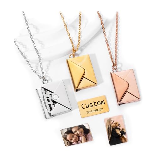 Custom Envelope Necklace With Secret Message, Letter Necklace, Envelope Name Locket, Couple Jewelry, Best Friend Gift