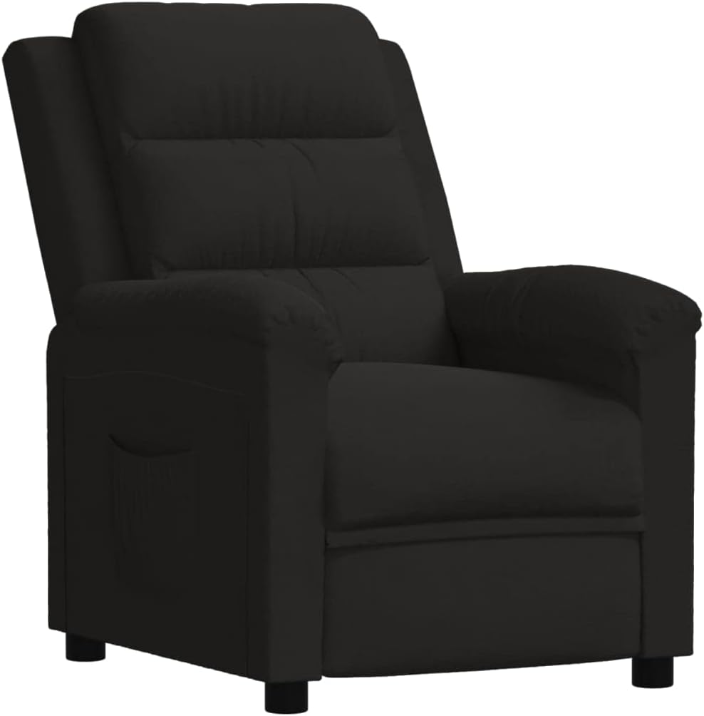 vidaXL Sillón Reclinable Silla Sofá Asiento Butaca Orejero Reposapiés Ajustable Sala de Estar Salón Oficina Muebles de Terciopelo Negro