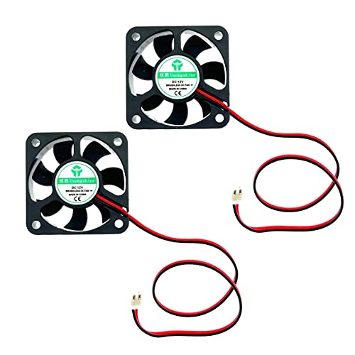 JZK 2pcs 50 * 50 * 10mm 2pin DC 12V Mini Silent Cooling Fan With Wires