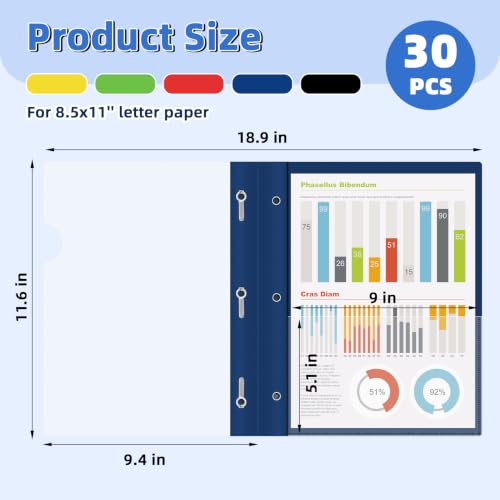 Image of HAUTOCO Report Covers with 3-Prong Fasteners, 30 Pack, Letter Size