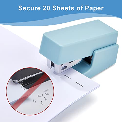 Ezwork Mini Stapler, 20 Sheet Capacity Office Desktop Stapler With 640 Standard Staples And A Staple Remover (20 Sheets, Blue) #TOP2
