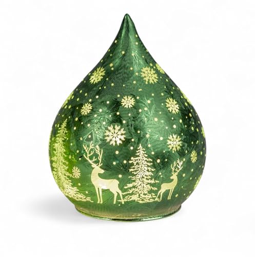 formano LED Deko Farbglas Tropfen Frosty Grün 13cm Glasleuchte in...