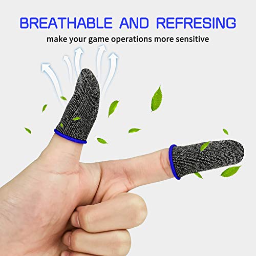 Image of Newseego Finger Sleeve Sets for Gaming Mobile Game Controller Thumb Sleeves [10 Pack], Anti-Sweat Breathable Touchscreen Sensitive Aim Joysticks Finger Set for Rules of Survival /Knives Out (Blue)