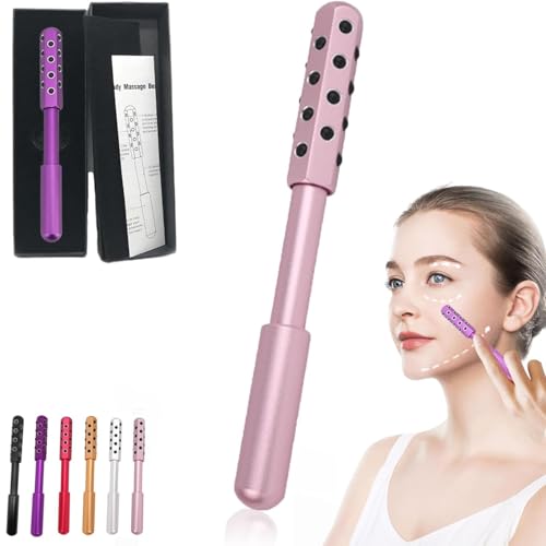 Rouleau radiance，Rouleau radiance germanium，Rouleau radiance visage，Rouleau de massage facial Outil de beauté pour raffermir la peau,Dégonflement,Anti-âge et soulagement de la tension (Rose clair)