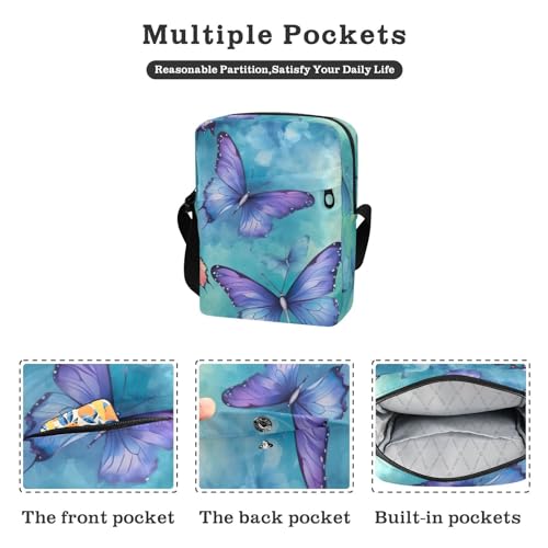 Crossbody Bag Butterfly Color Tie Dye Messenger Bag for Women Men Purse Shoulder Bag Satchel Bag with Adjustable Strap 214A50762