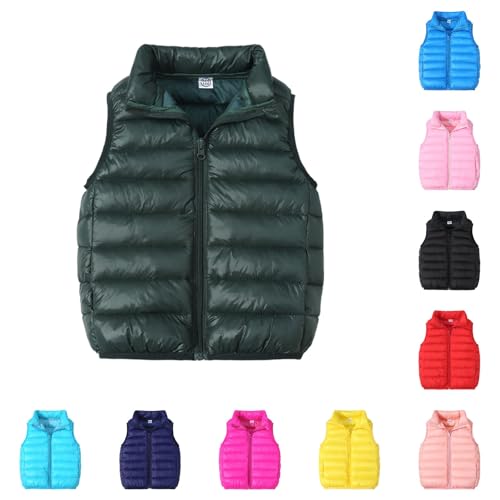 Kids Boys Girls Quilted Puffer Vest Lightweight Sleeveless Zip Up Down Jacket Fall Winter Warm Soft Mock