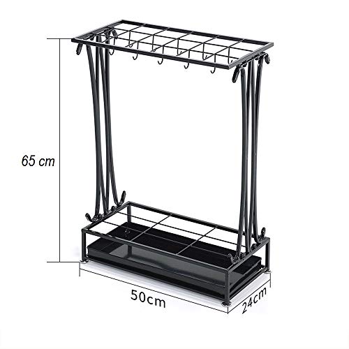 Image of INDIAN DECOR 502465 Creative Umbrella Stand - Floor-Standing Hotel Lobby Black Iron Art Umbrella Storage Rack Size: 50x24x65cm
