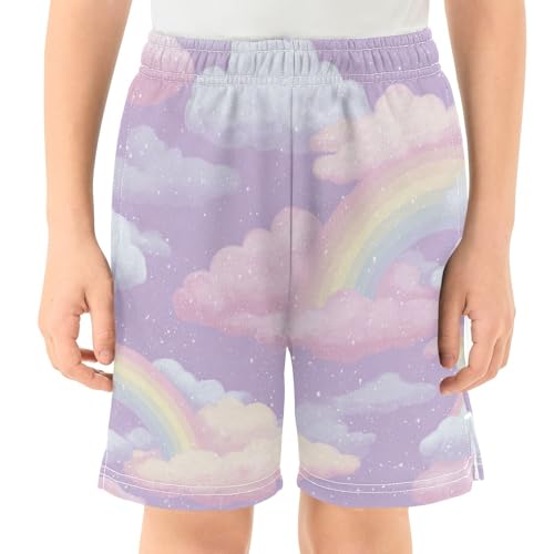 Rainbow Cloud Kids Shorts Pull-on Boys Shorts with Elastic Waist Casual Athletic Pants for Outdoor Summer Playwear2
