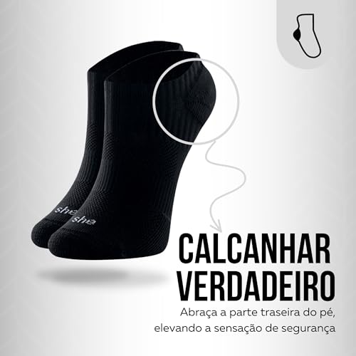 Kit 06 Pares de Meia Invisível Microfibra She by Mash | 3 Brancas - 3 Pretas | 34-39