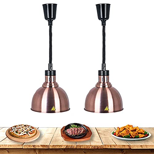 Aprilhp Lampe Chauffe-Plats, Rétractable Lampe chauffante Buffet Fournitures de Restaurant Hôtel Cuisine Equipement Ajustable Lustre Suspendu, 250W, Lot de 2 Cover
