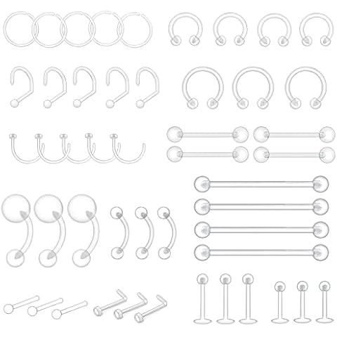 ZUYASSNEI 48pcs Clear Piercing Retainers Cover